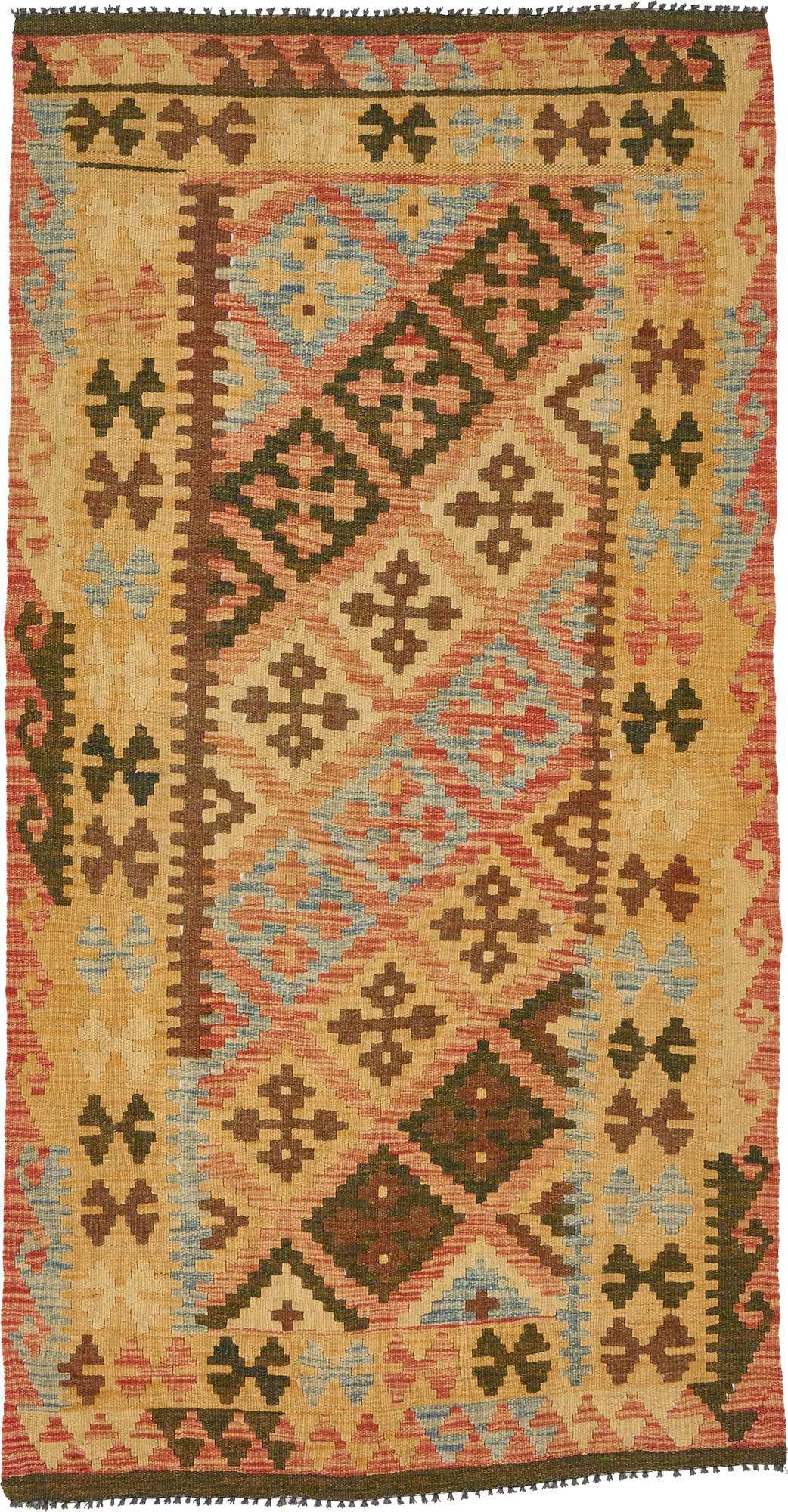 100cm x 190cm Hand Woven Kilim Maymana Wool Rug