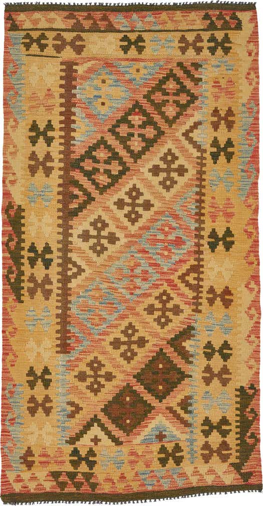 100cm x 190cm Hand Woven Kilim Maymana Wool Rug