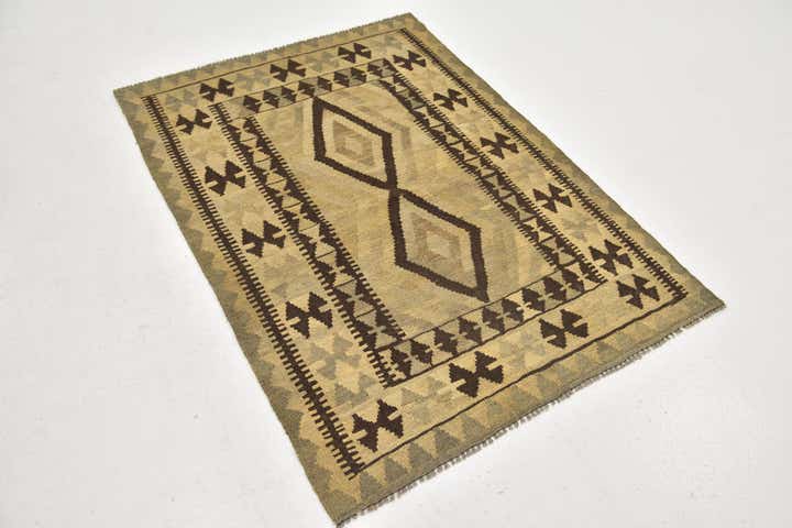 3' 6 x 5' 2 Hand Woven Kilim Maymana Wool Rug