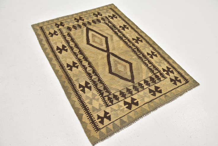 Detail image of 3' 6 x 5' 2 Hand Woven Kilim Maymana Wool Rug