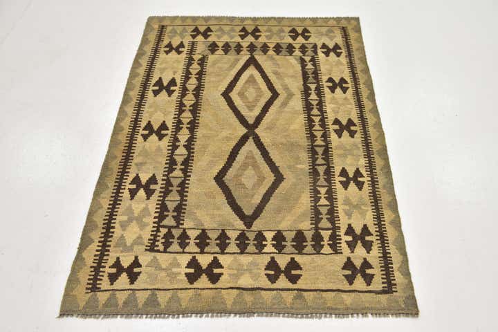 3' 6 x 5' 2 Hand Woven Kilim Maymana Wool Rug