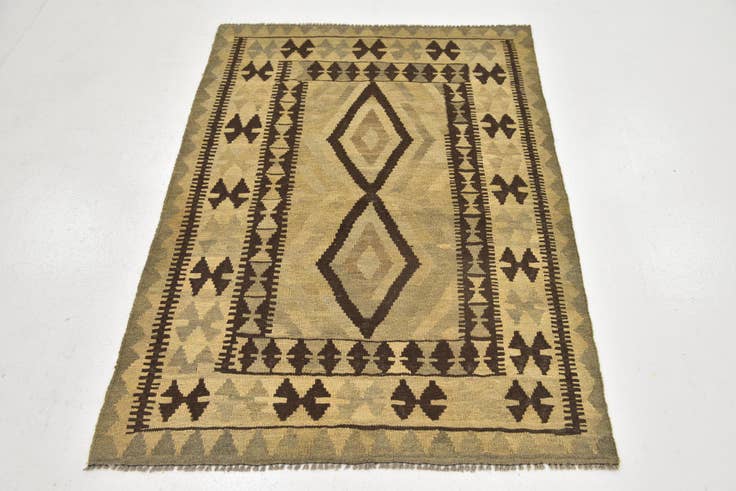 Detail image of 3' 6 x 5' 2 Hand Woven Kilim Maymana Wool Rug