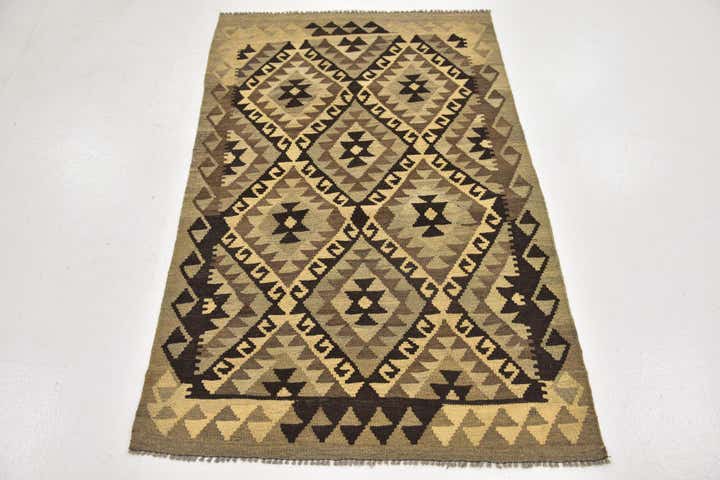 3' 2 x 5' Hand Woven Kilim Maymana Wool Rug