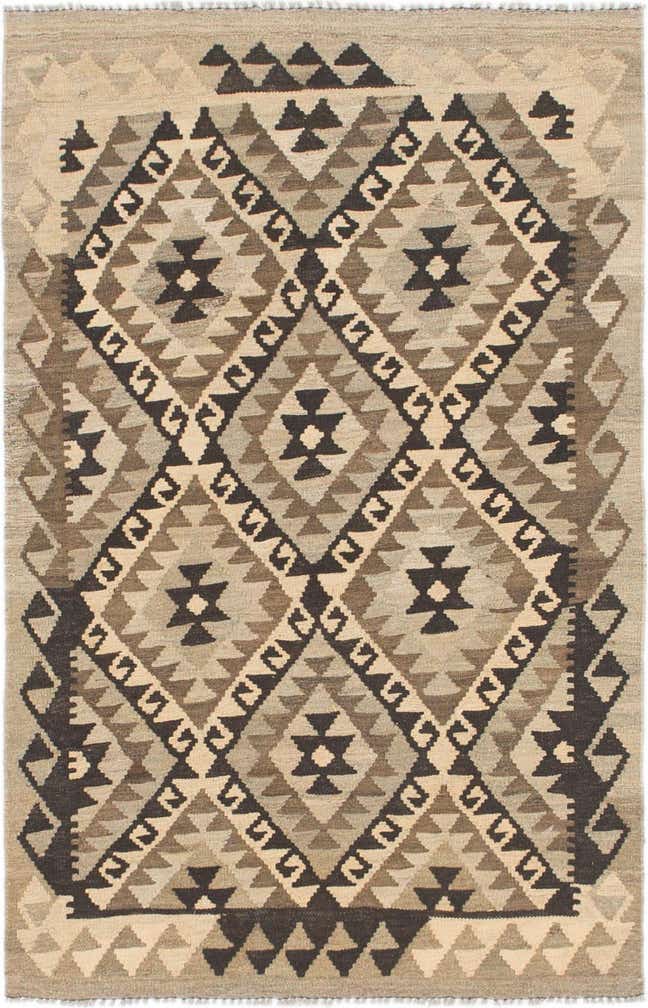 3' 2 x 5' Hand Woven Kilim Maymana Wool Rug