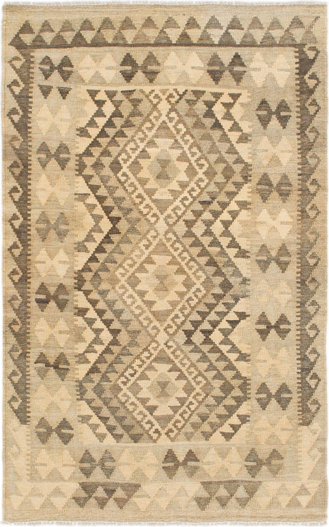 3' 2 x 5' Hand Woven Kilim Maymana Wool Rug