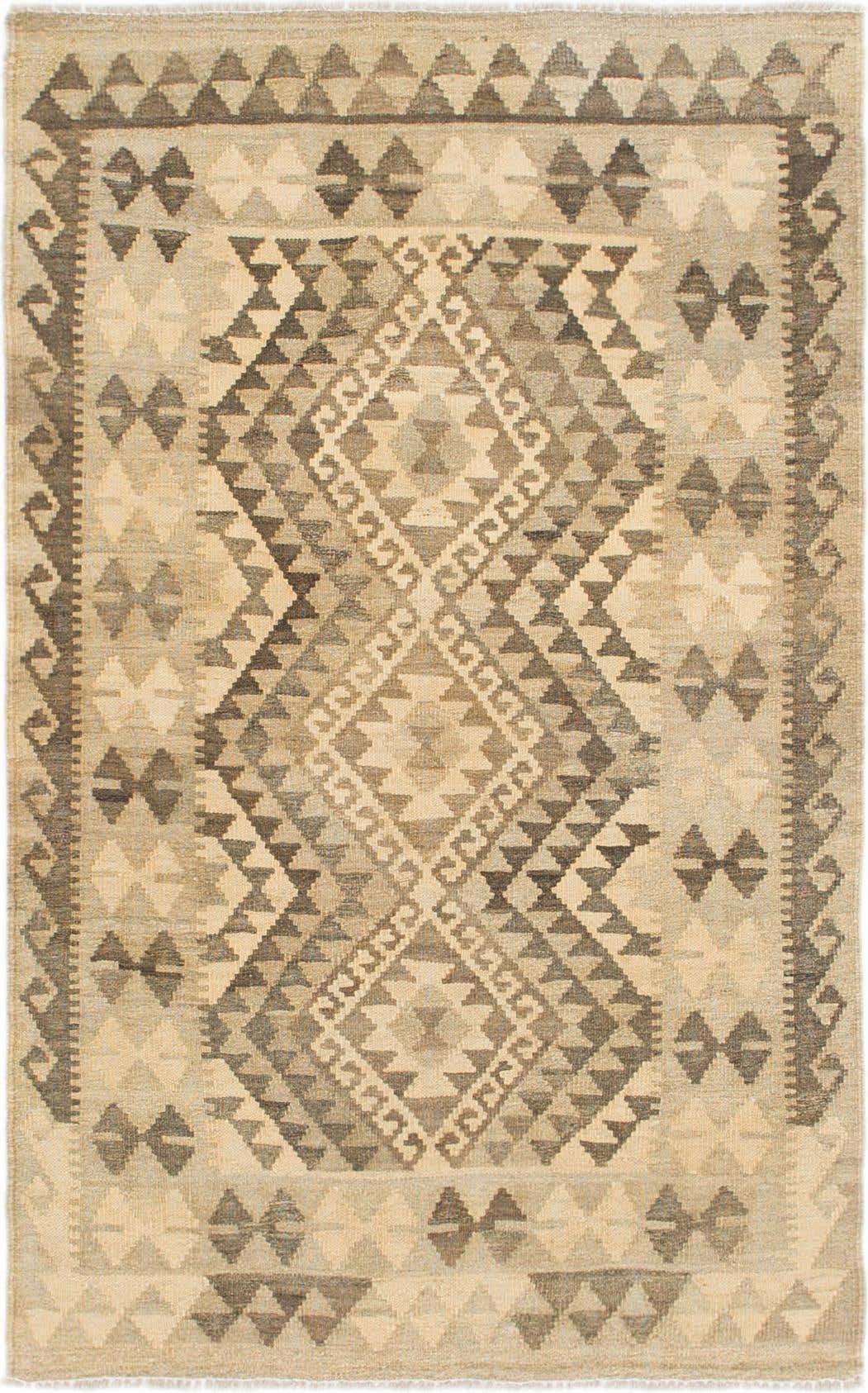3' 2 x 5' Hand Woven Kilim Maymana Wool Rug