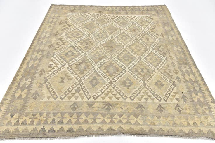 Detail image of 5' 3 x 6' 9 Hand Woven Kilim Maymana Wool Rug