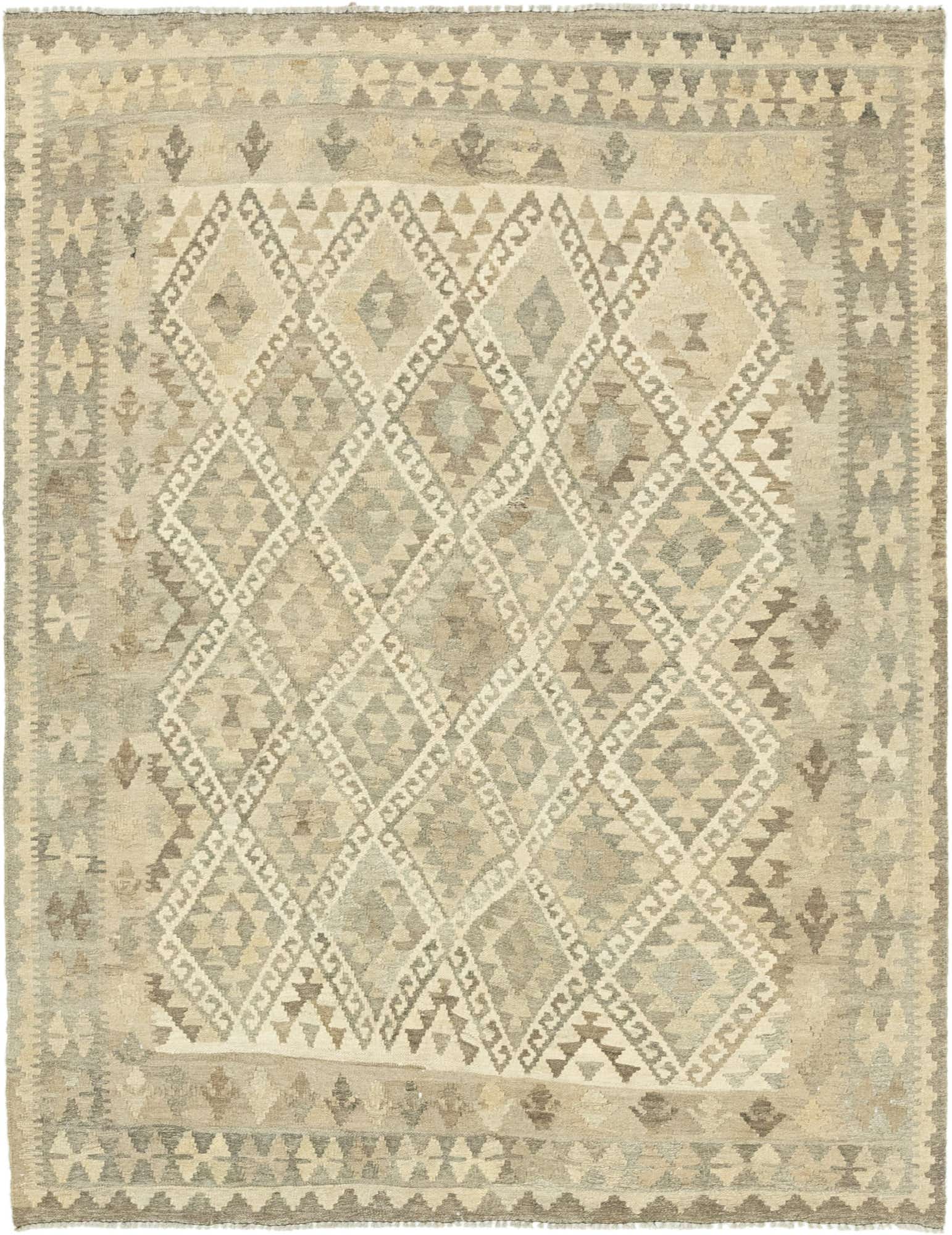 5' 3 x 6' 9 Hand Woven Kilim Maymana Wool Rug
