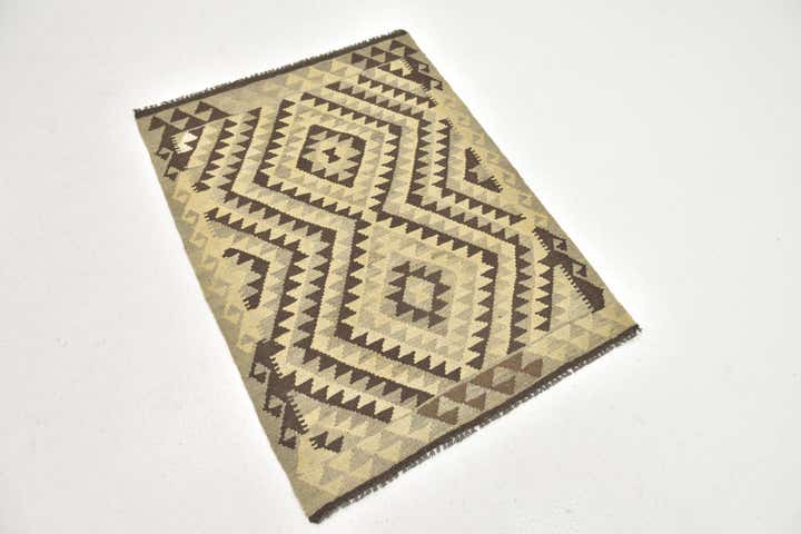 2' 10 x 4' Hand Woven Kilim Maymana Wool Rug