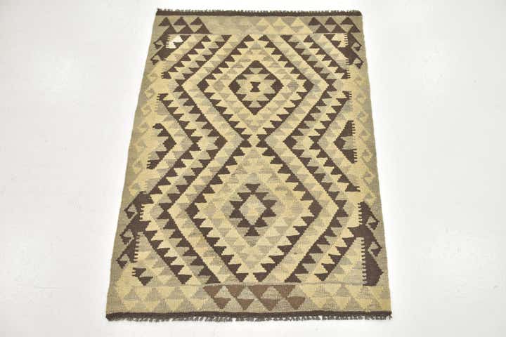 2' 10 x 4' Hand Woven Kilim Maymana Wool Rug