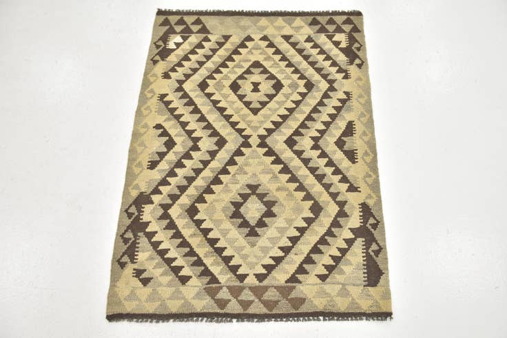 Detail image of 2' 10 x 4' Hand Woven Kilim Maymana Wool Rug