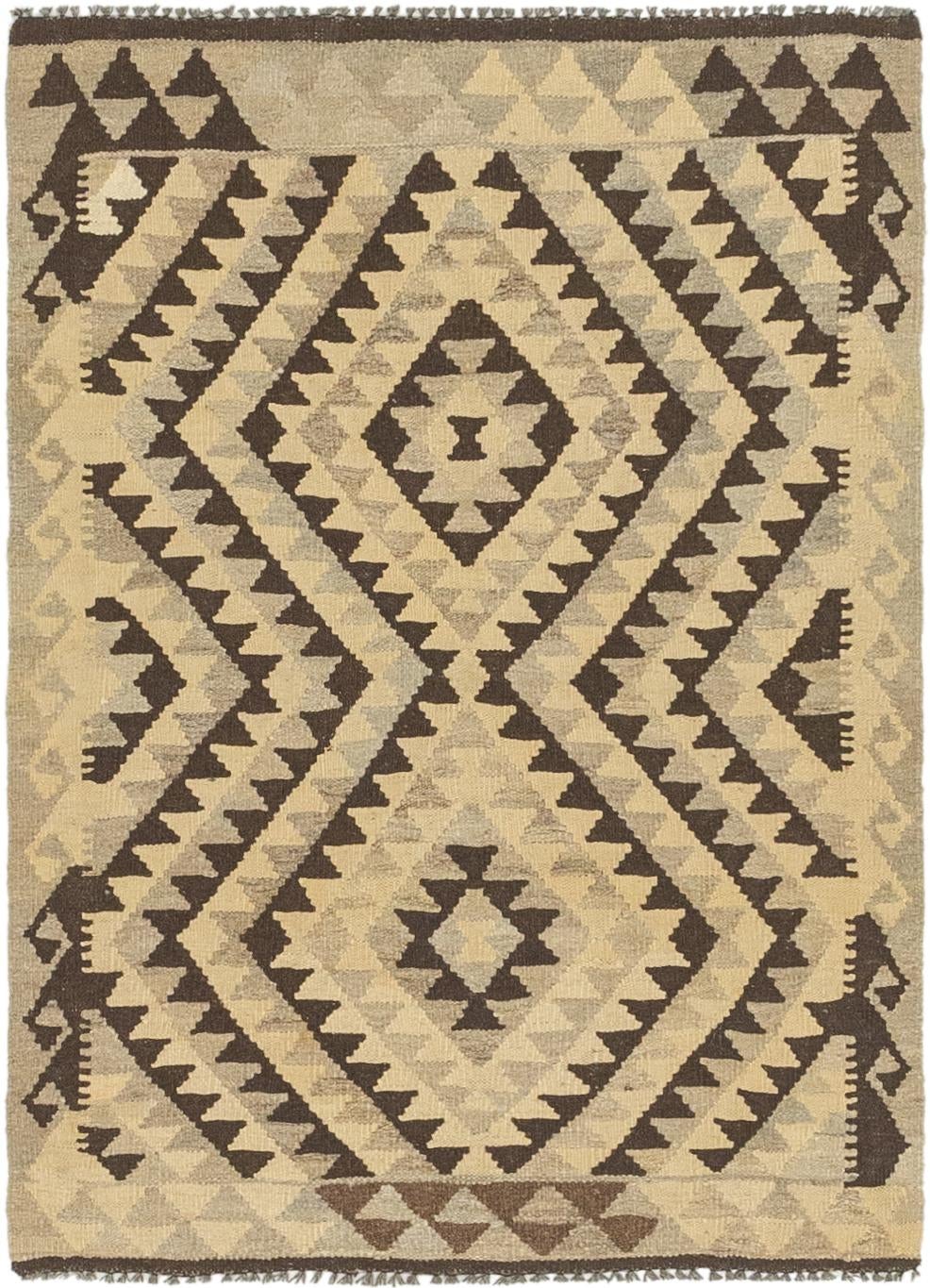 2' 10 x 4' Hand Woven Kilim Maymana Wool Rug
