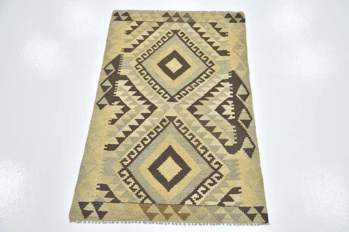 2' 7 x 4' Hand Woven Kilim Maymana Wool Rug