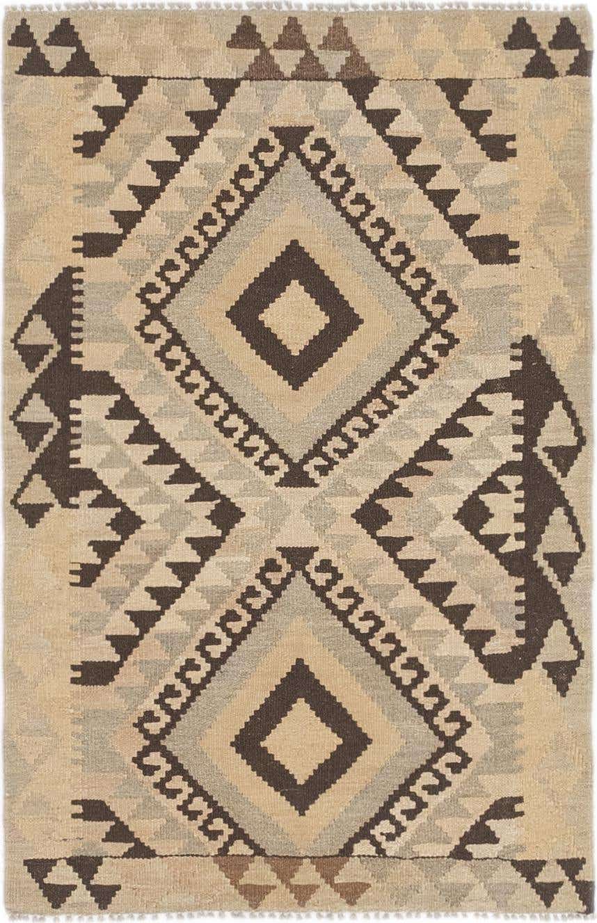 2' 7 x 4' Hand Woven Kilim Maymana Wool Rug