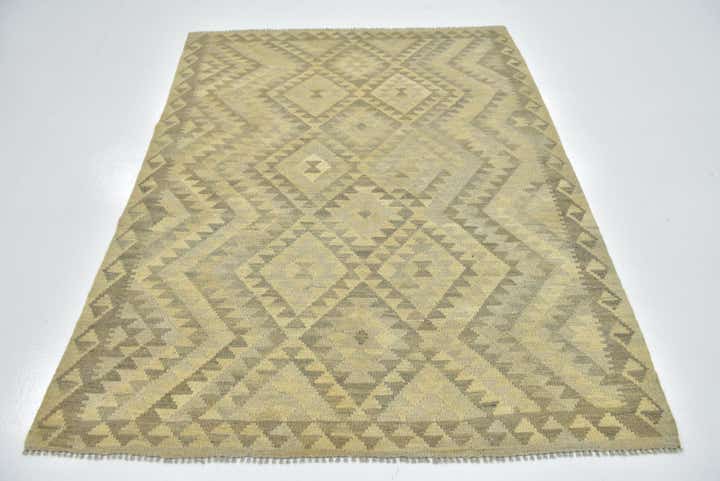 5' x 6' 6 Hand Woven Kilim Maymana Wool Rug