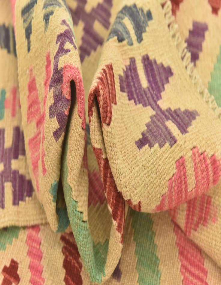 Detail image of 3' 5 x 5'  Hand Woven Kilim Maymana Wool Rug