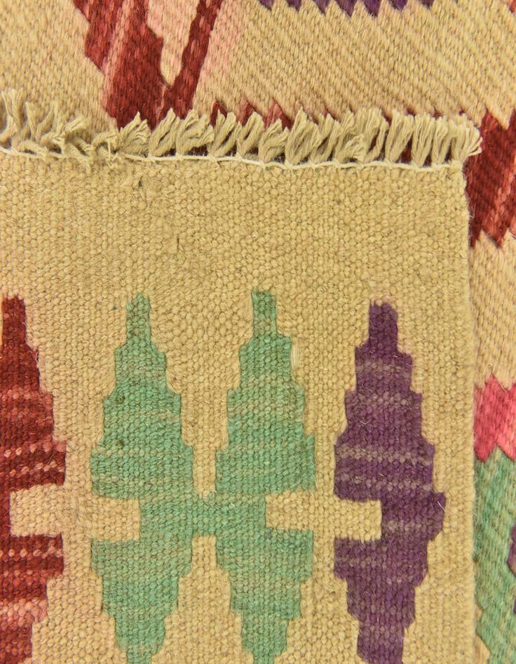 Detail image of 3' 5 x 5'  Hand Woven Kilim Maymana Wool Rug