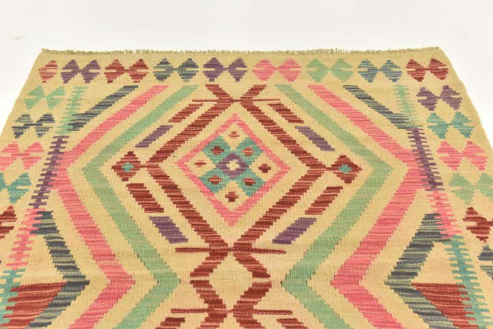 3' 5 x 5' Hand Woven Kilim Maymana Wool Rug