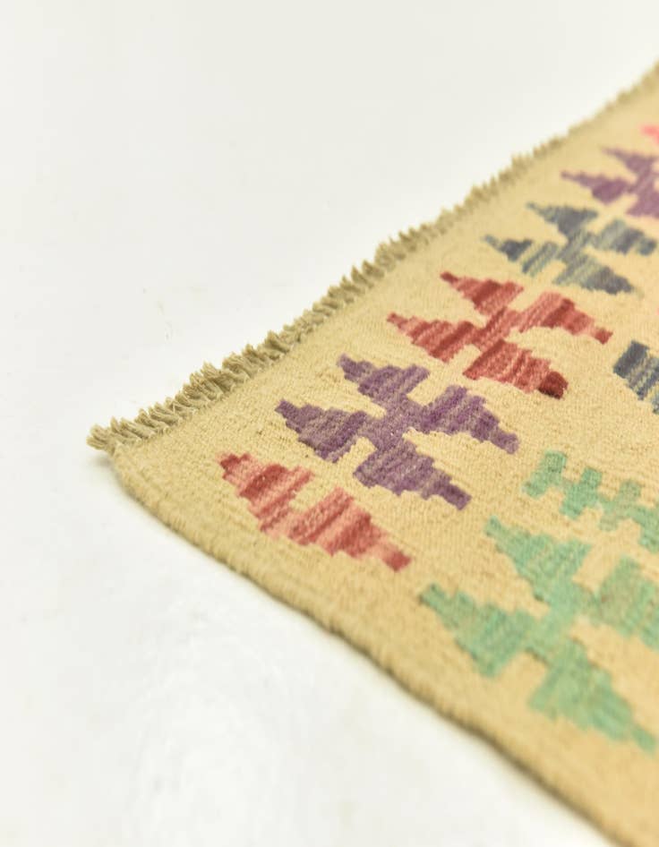 Detail image of 3' 5 x 5'  Hand Woven Kilim Maymana Wool Rug