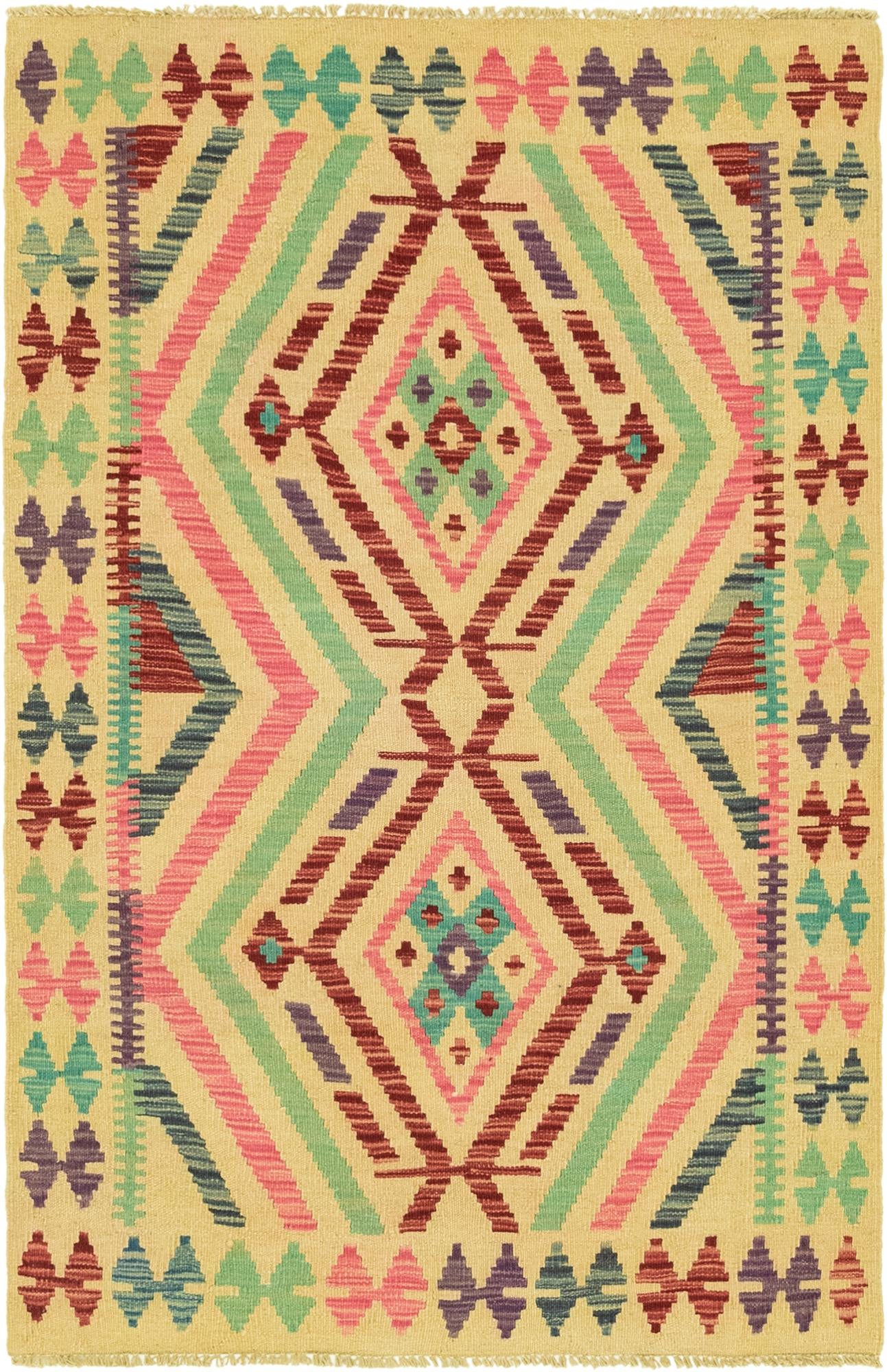 3' 5 x 5' Hand Woven Kilim Maymana Wool Rug