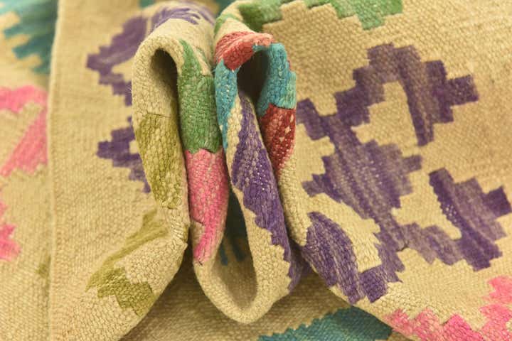 3' 2 x 4' 9 Hand Woven Kilim Maymana Wool Rug