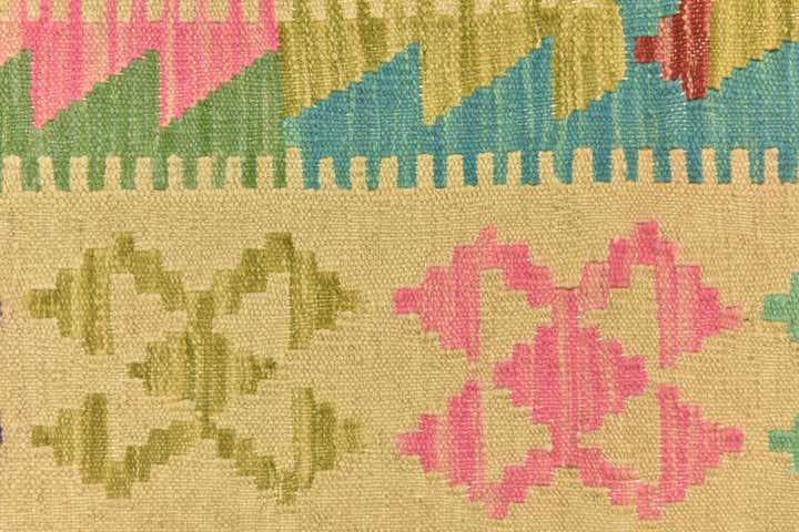 3' 2 x 4' 9 Hand Woven Kilim Maymana Wool Rug