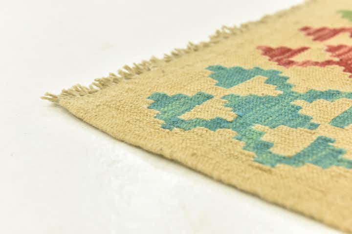 3' 2 x 4' 9 Hand Woven Kilim Maymana Wool Rug