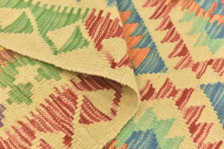 3' x 4' 9 Hand Woven Kilim Maymana Wool Rug