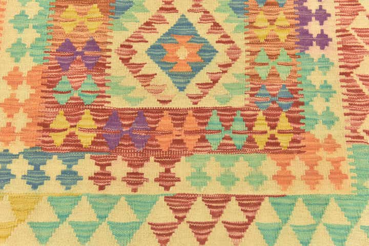 3' x 4' 9 Hand Woven Kilim Maymana Wool Rug