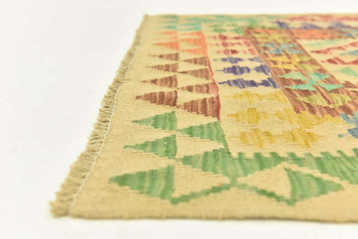 3' x 4' 9 Hand Woven Kilim Maymana Wool Rug