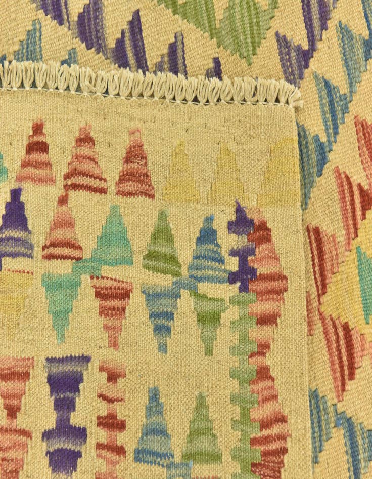 Detail image of 3' 4 x 4' 8  Hand Woven Kilim Maymana Wool Rug