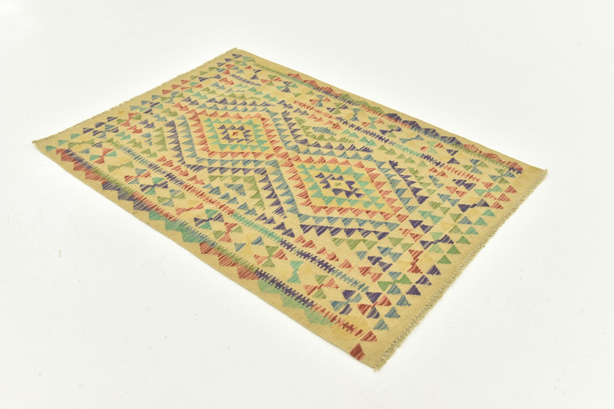 100cm x 140cm Tejido a mano Kilim Maymana Alfombra Lana