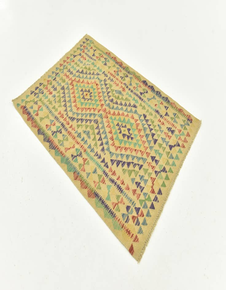 Detail image of 3' 4 x 4' 8  Hand Woven Kilim Maymana Wool Rug