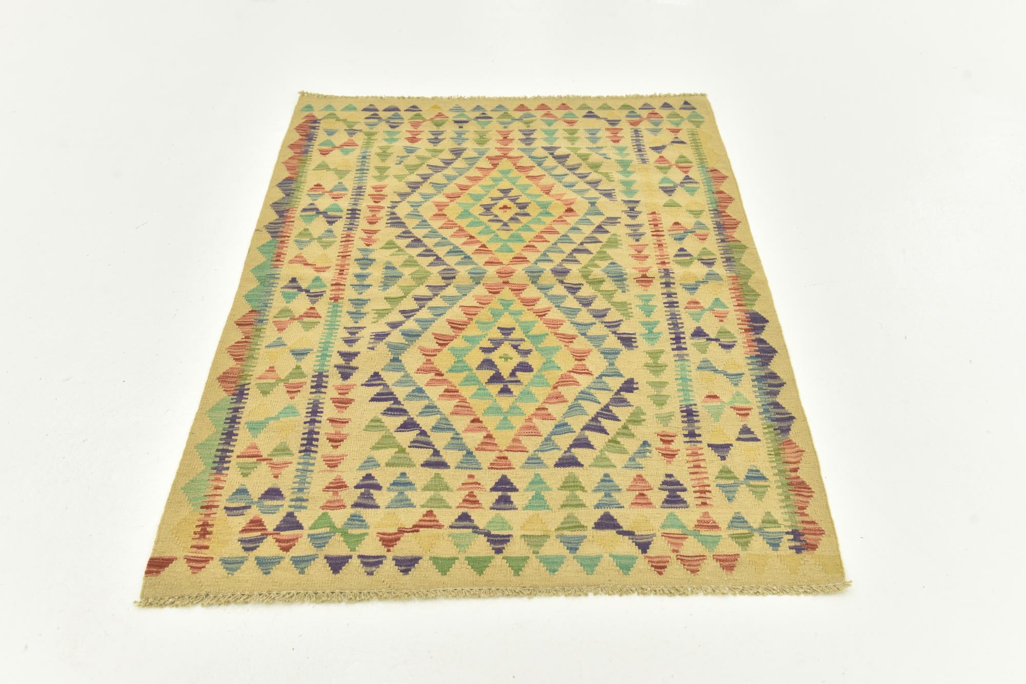 100cm x 140cm Tejido a mano Kilim Maymana Alfombra Lana