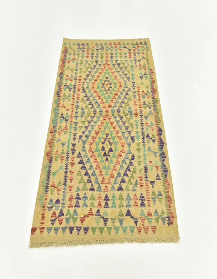 Detail image of 3' 4 x 4' 8  Hand Woven Kilim Maymana Wool Rug