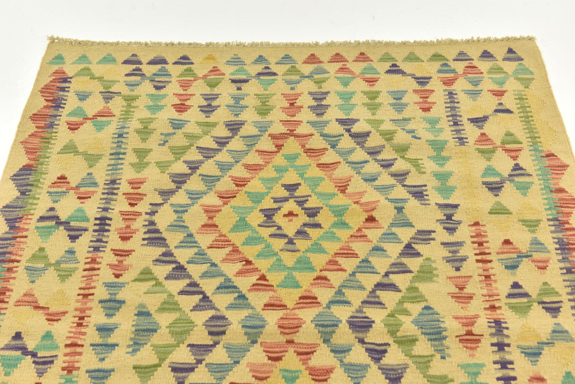 100cm x 140cm Tejido a mano Kilim Maymana Alfombra Lana