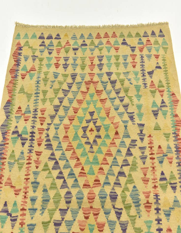 Detail image of 3' 4 x 4' 8  Hand Woven Kilim Maymana Wool Rug