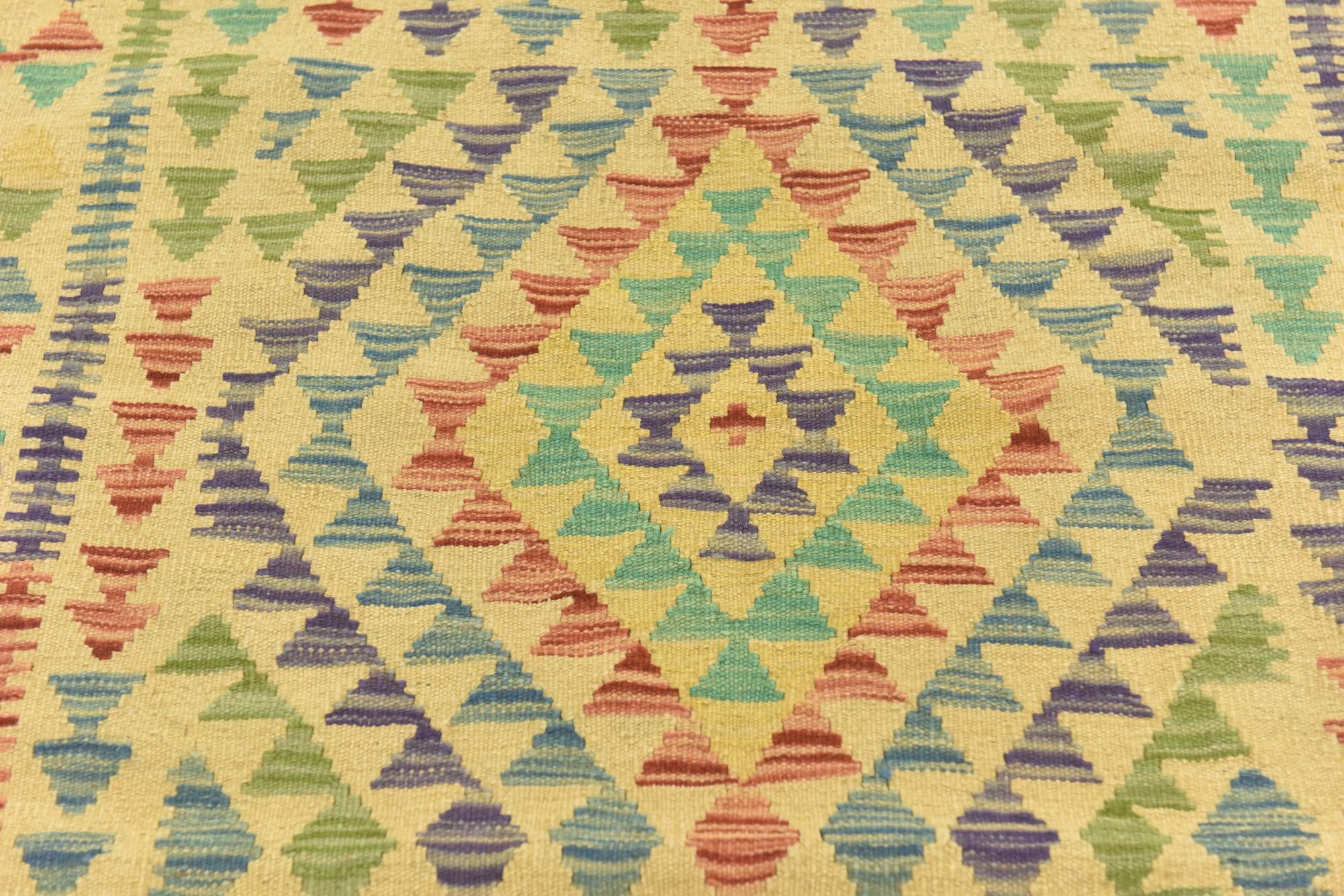 100cm x 140cm Tejido a mano Kilim Maymana Alfombra Lana