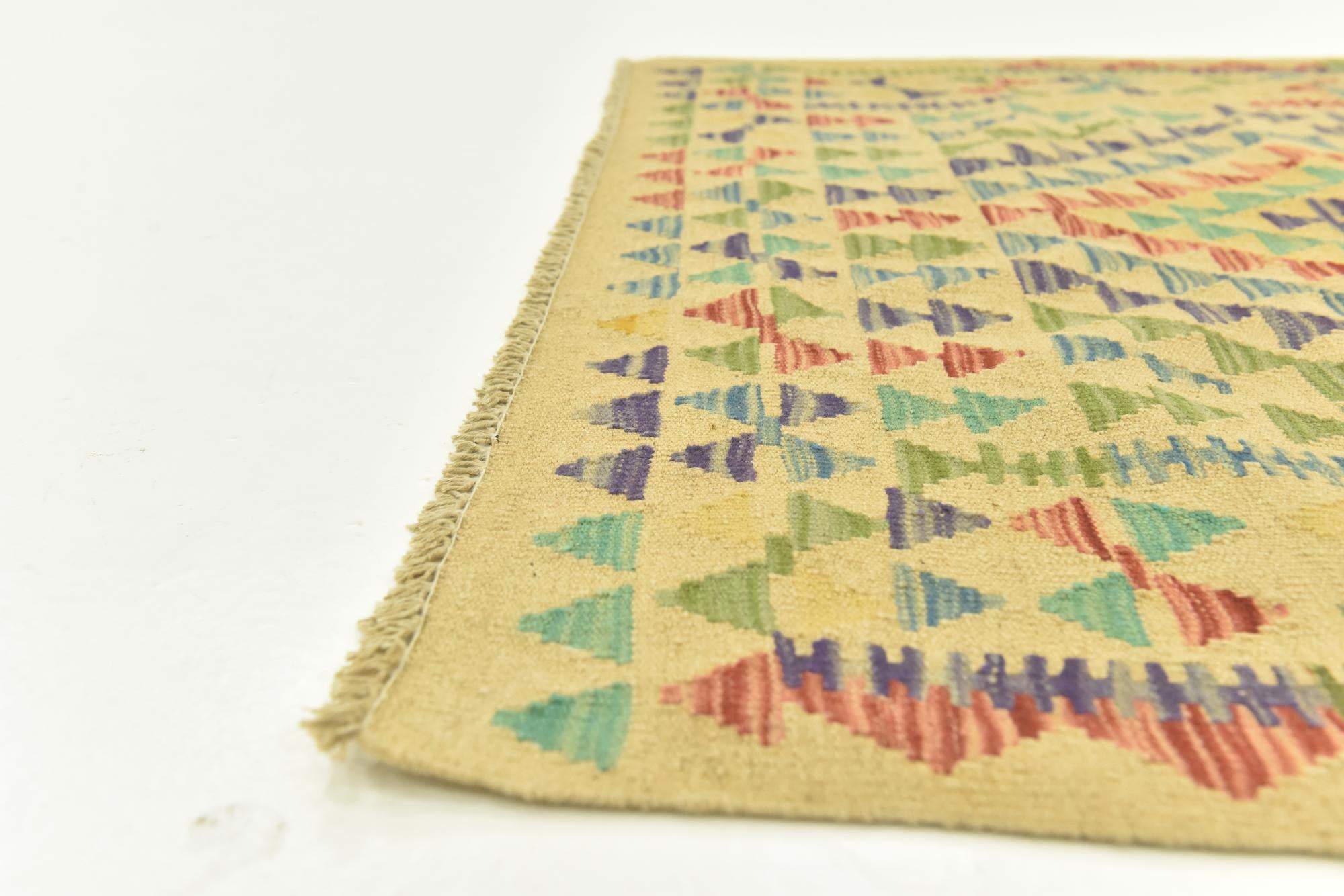 100cm x 140cm Tejido a mano Kilim Maymana Alfombra Lana
