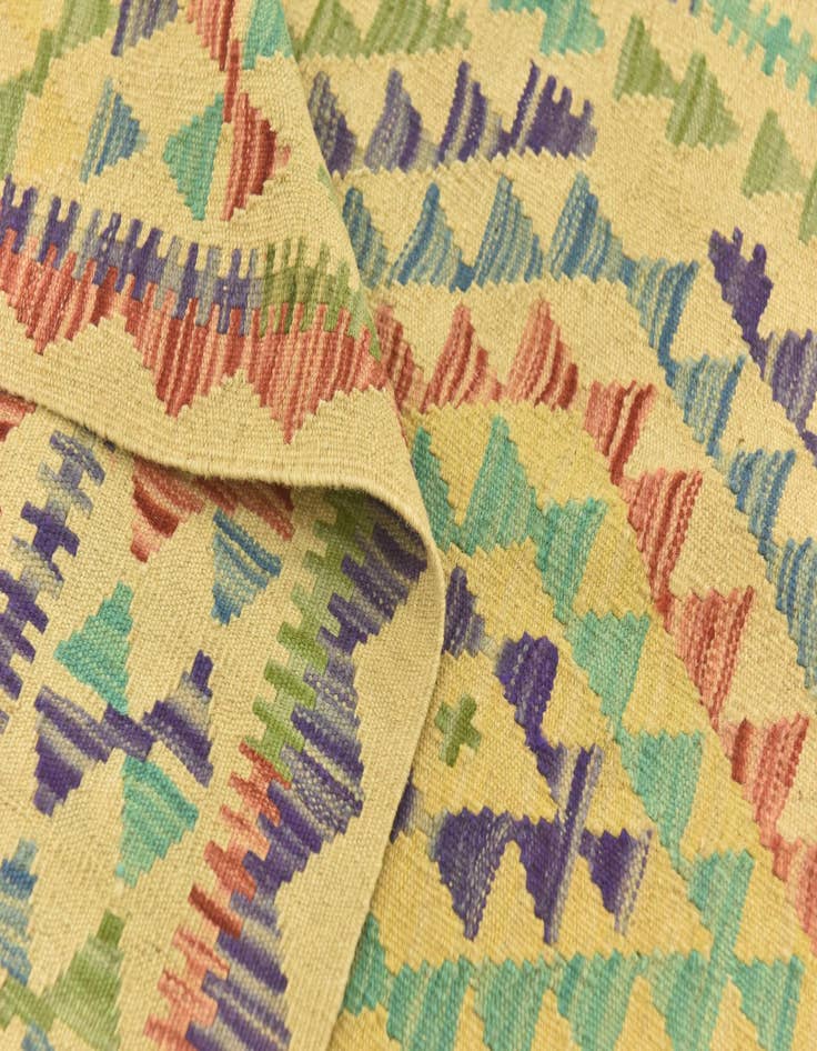 Detail image of 3' 4 x 4' 8  Hand Woven Kilim Maymana Wool Rug