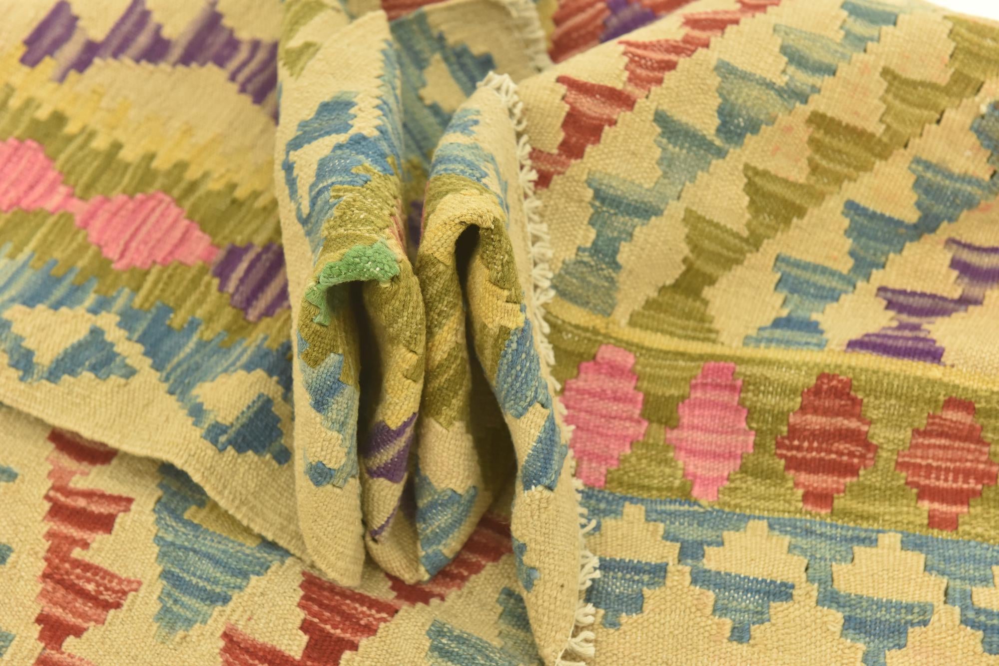 3' 5 x 4' 9 Hand Woven Kilim Maymana Wool Rug