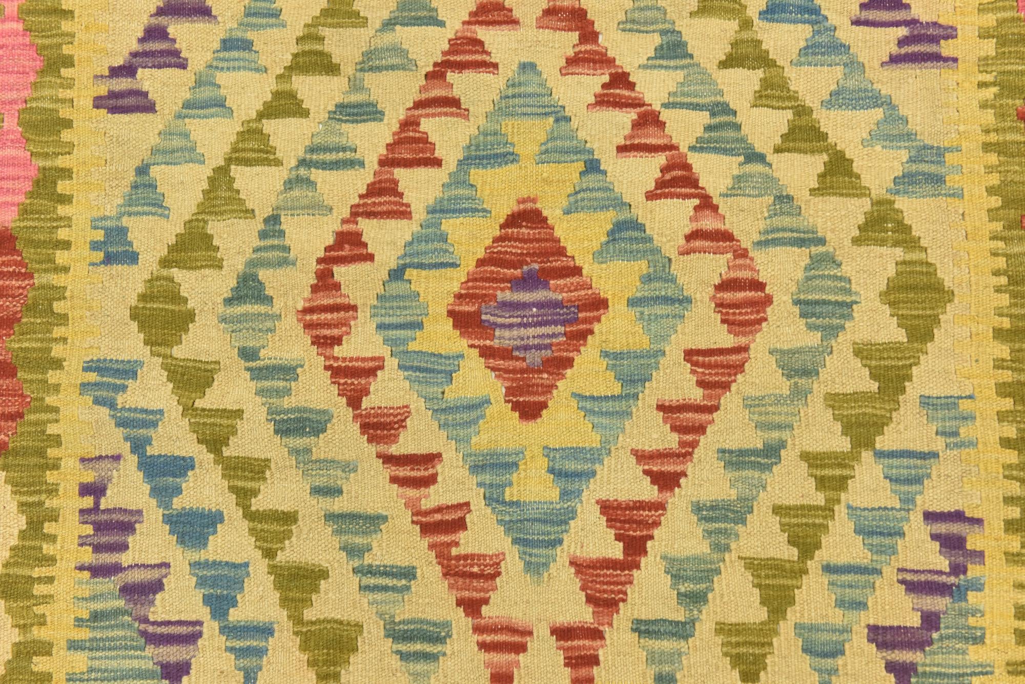 3' 5 x 4' 9 Hand Woven Kilim Maymana Wool Rug