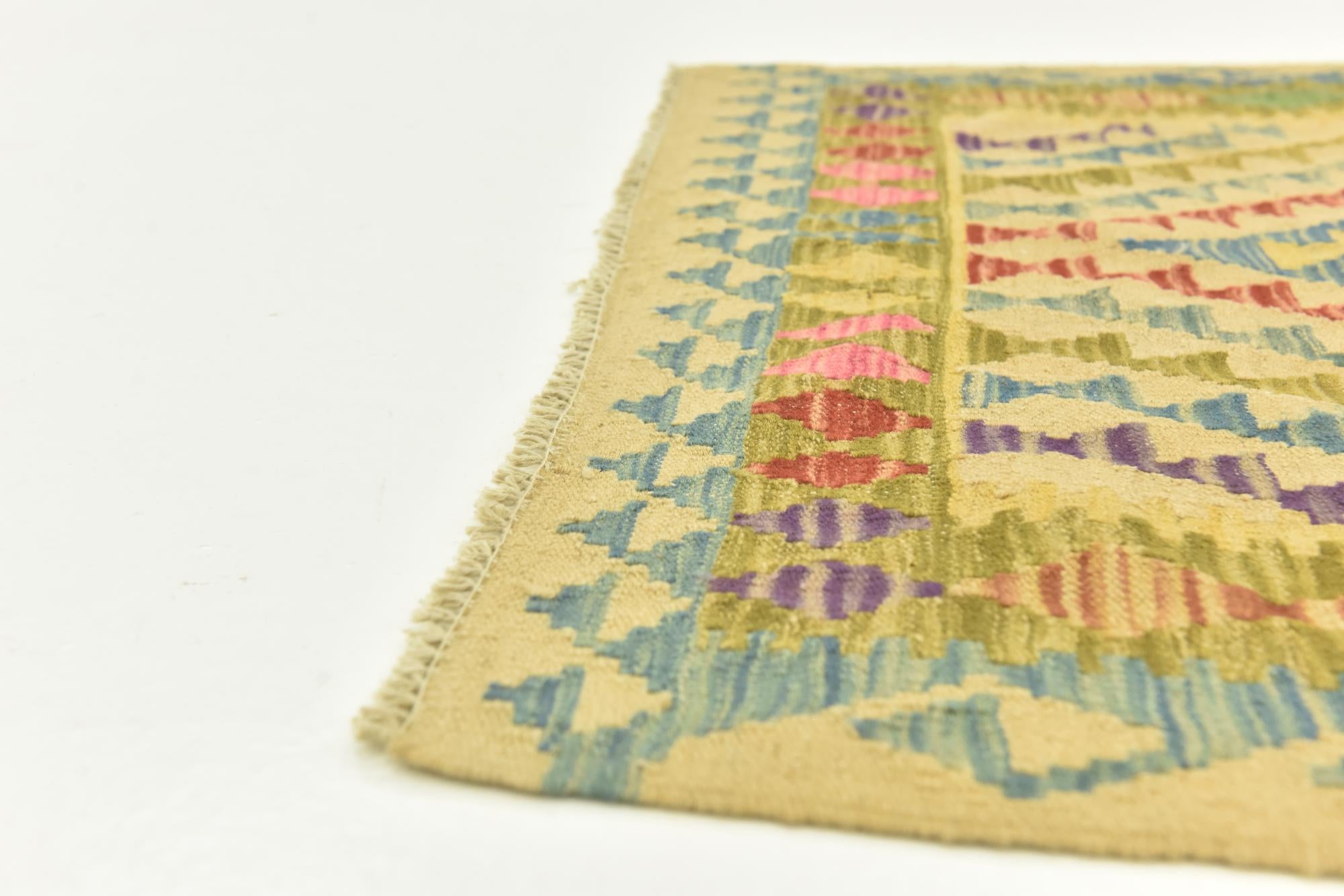 3' 5 x 4' 9 Hand Woven Kilim Maymana Wool Rug