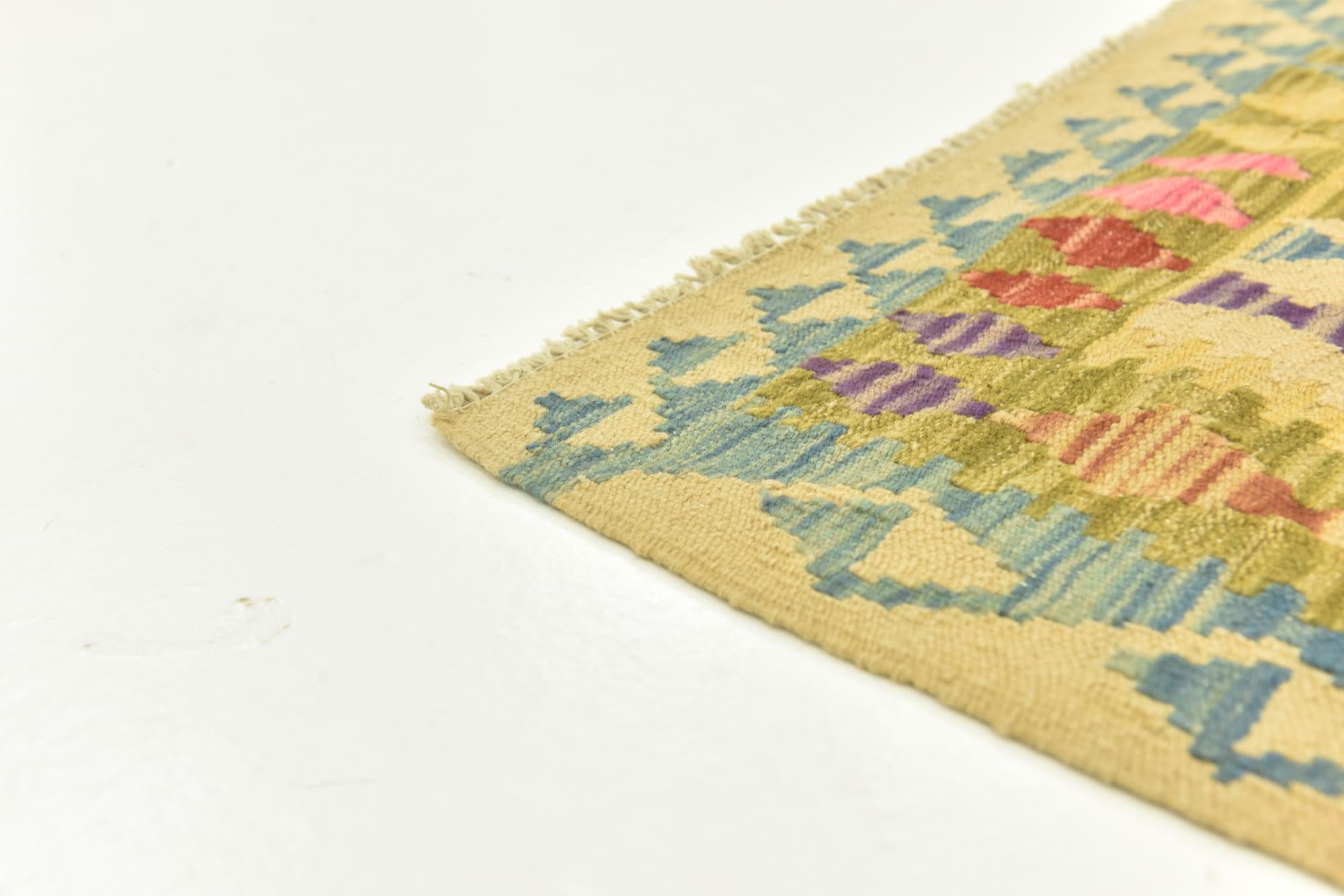 3' 5 x 4' 9 Hand Woven Kilim Maymana Wool Rug