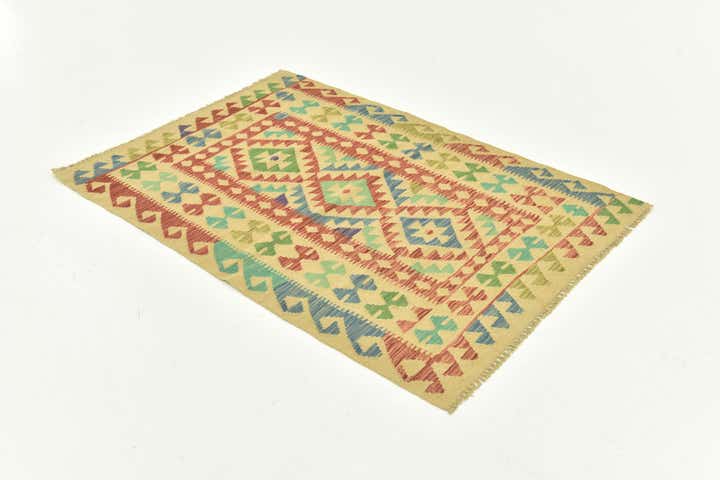 3' 4 x 5' Hand Woven Kilim Maymana Wool Rug