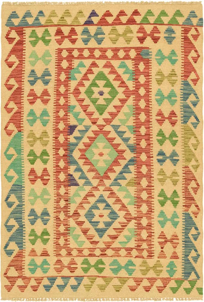 3' 4 x 5' Hand Woven Kilim Maymana Wool Rug