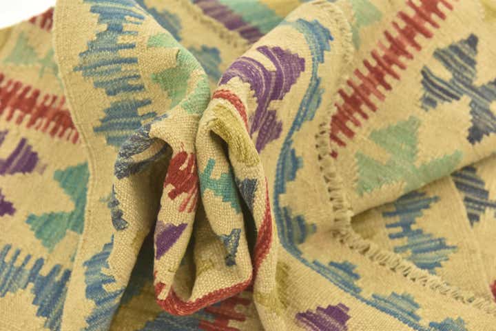 3' 5 x 5' 3 Hand Woven Kilim Maymana Wool Rug