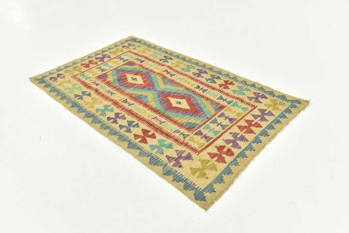 3' 5 x 5' 3 Hand Woven Kilim Maymana Wool Rug