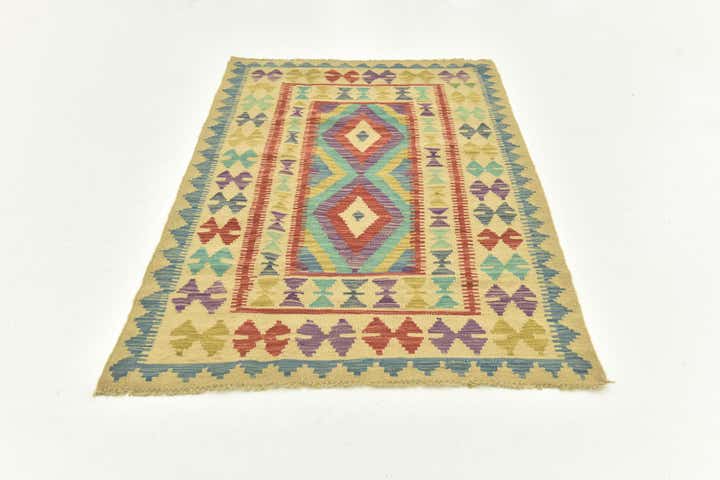 3' 5 x 5' 3 Hand Woven Kilim Maymana Wool Rug