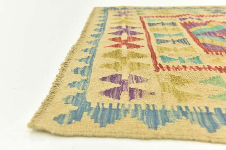 3' 5 x 5' 3 Hand Woven Kilim Maymana Wool Rug